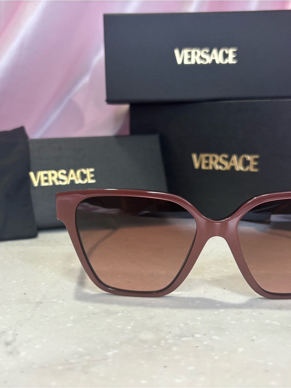 Versace Women's Rose Brown Cat-Eye Sunglasses
